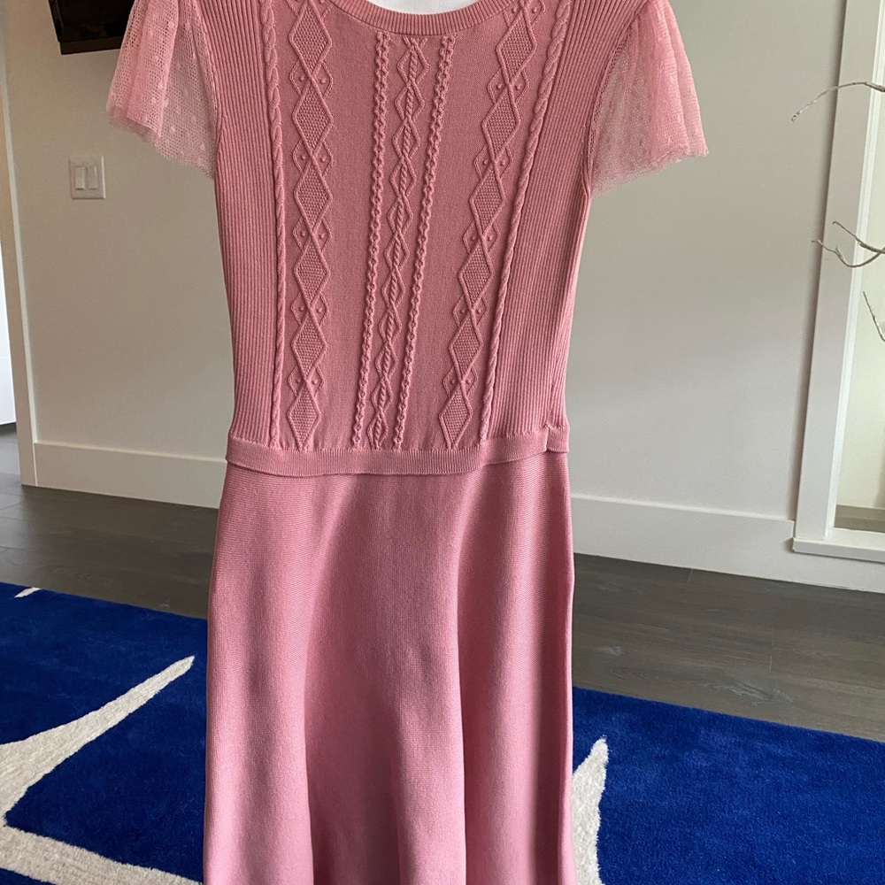 Pink Knit Short Sleeve Dress